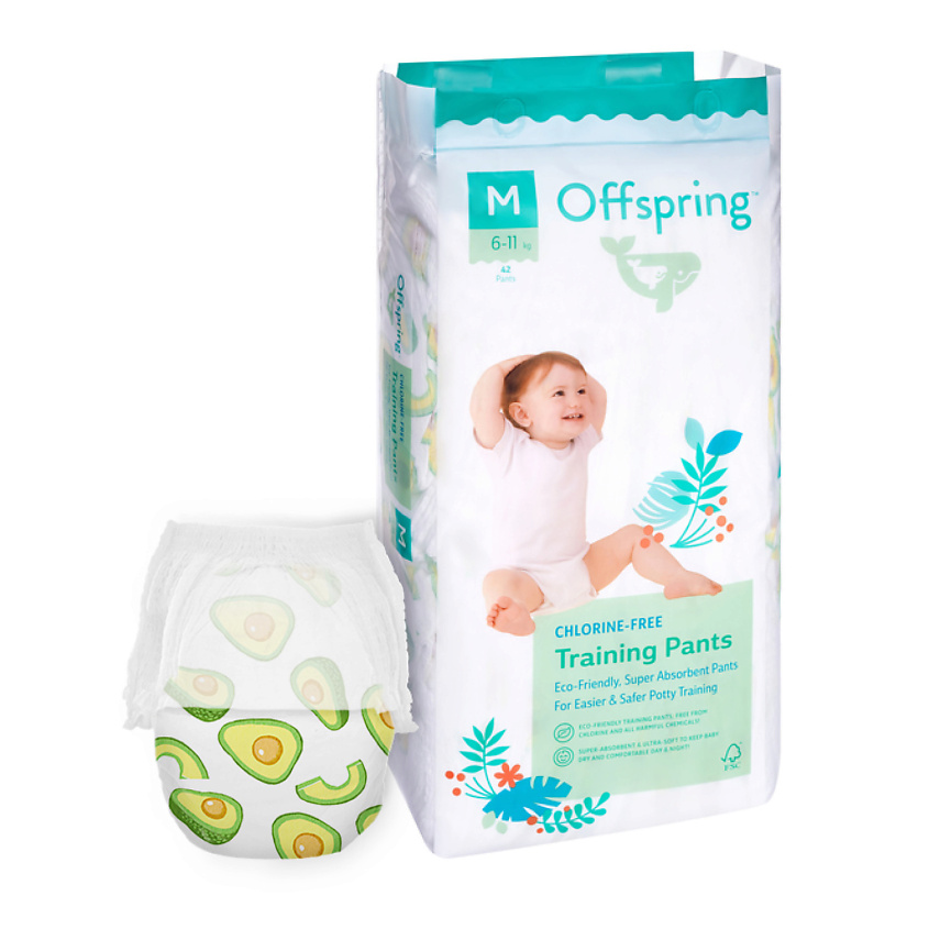 OFFSPRING Трусики-подгузники, M 6-11 кг Авокадо – фото 1