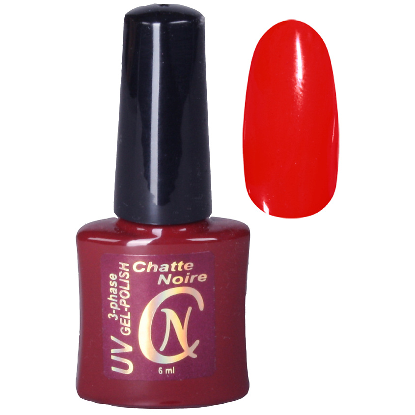 CHATTE NOIRE Гель-лак для ногтей Red, тон 1066 ярко-светло-алая эмаль, 6 цвет – фото 2