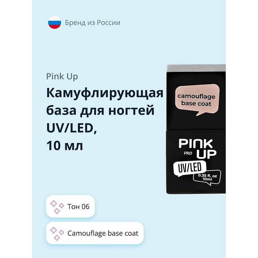 PINK UP Камуфлирующая база для ногтей UV/LED PRO, тон 06 – фото 1