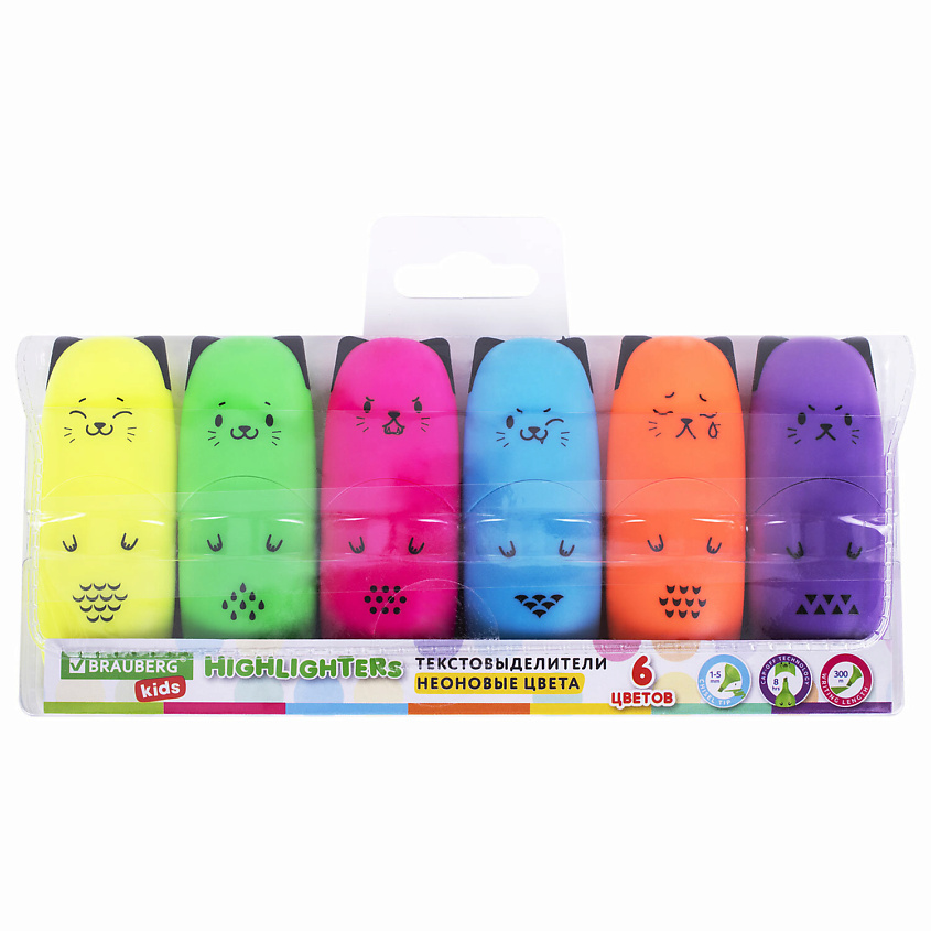 BRAUBERG Набор текстовыделителей мини KIDS, CUTE CATS NEON – фото 1