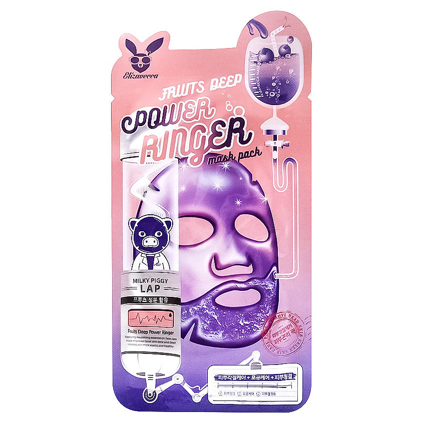 ELIZAVECCA Маска для лица успокаивающая тканевая с фруктовыми экстрактами Power Ringer Mask Pack Fruits Deep – фото 2