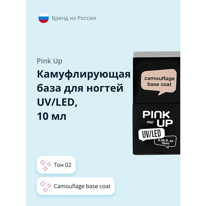 PINK UP Камуфлирующая база для ногтей UV/LED PRO, тон 02 – фото 1