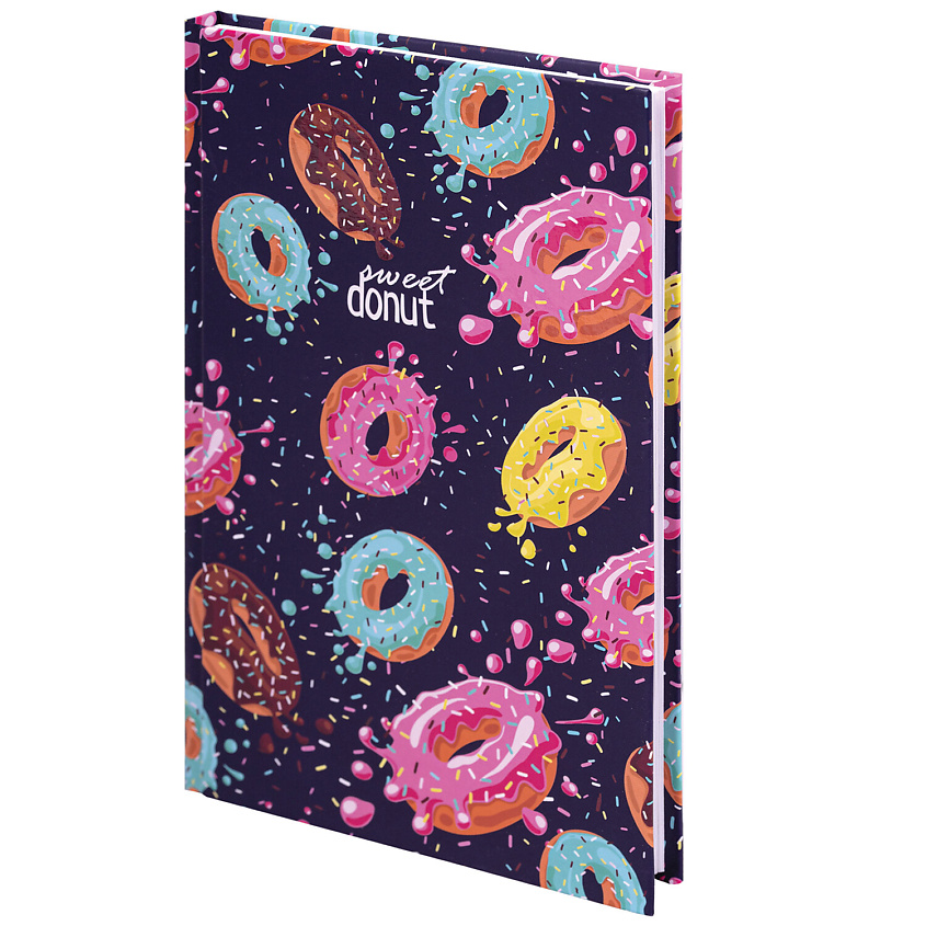 BRAUBERG Блокнот А5, твёрдый, клетка, выборочный лак KIDS, Donuts – фото 1