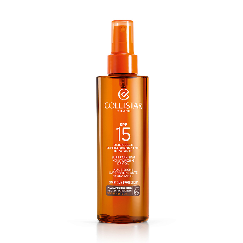COLLISTAR Масло сухое для интенсивного загара для лица-тела-волос SPF15 Supertanning Moisturizing Dry Oil – фото 1