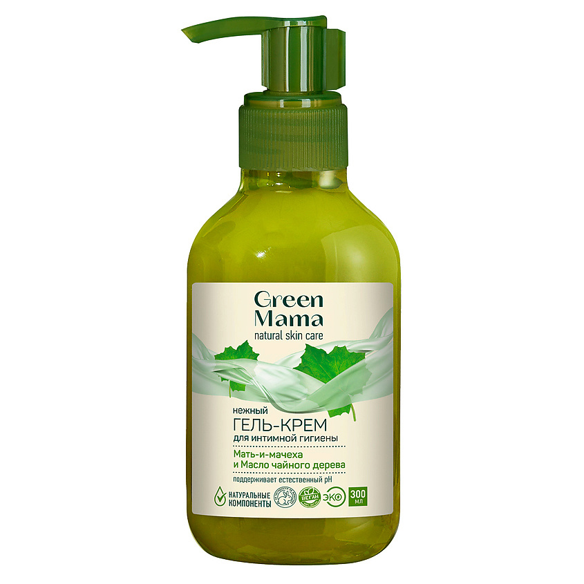 GREEN MAMA Крем-гель для интимной гигиены нежный Мать-и-мачеха и масло чайного дерева Natural Skin Care – фото 2