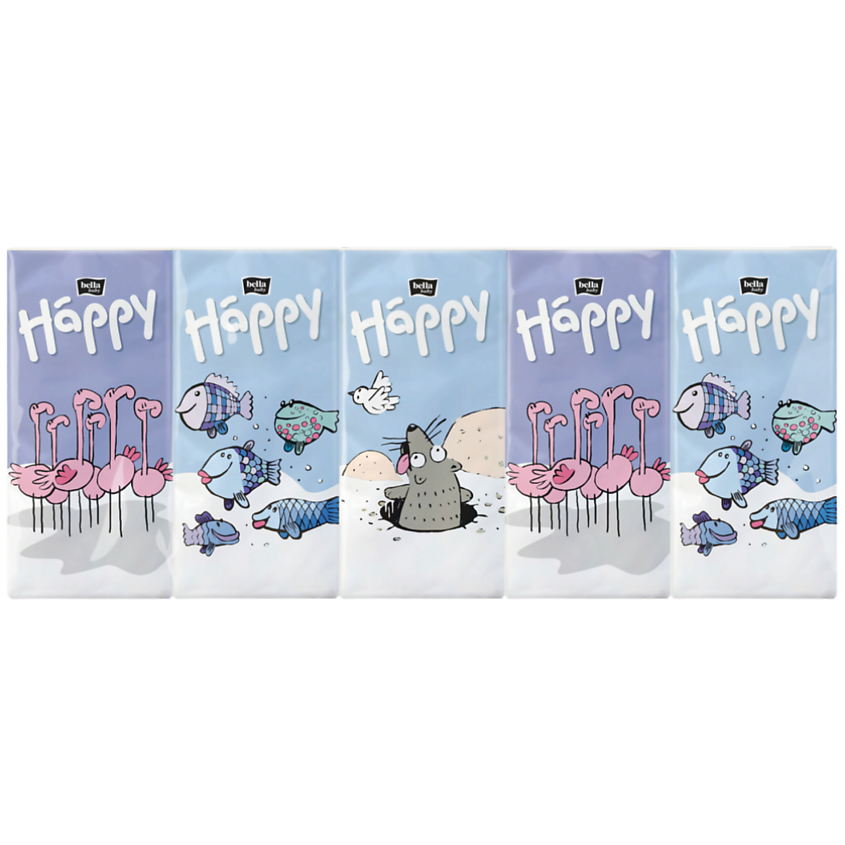 BELLA BABY HAPPY Носовые платочки трехслойные "Звери" – фото 1