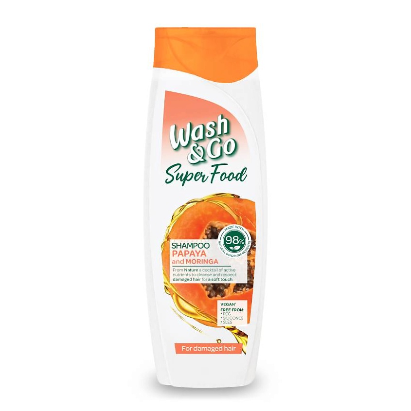 WASH&GO Шампунь с маслом папайи и моринги Superfood Shampoo With Papaya Moringa Oil – фото 2
