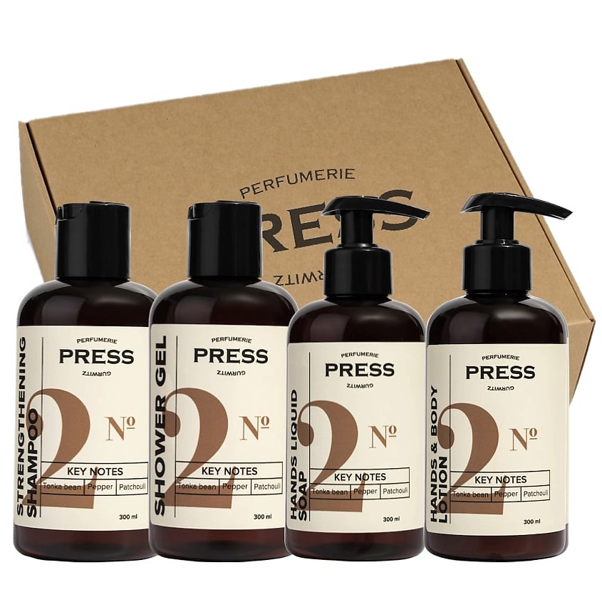 PRESS GURWITZ PERFUMERIE Набор Шампунь для волос №1 Гель для душа + Жидкое мыло + Молочко для тела – фото 2