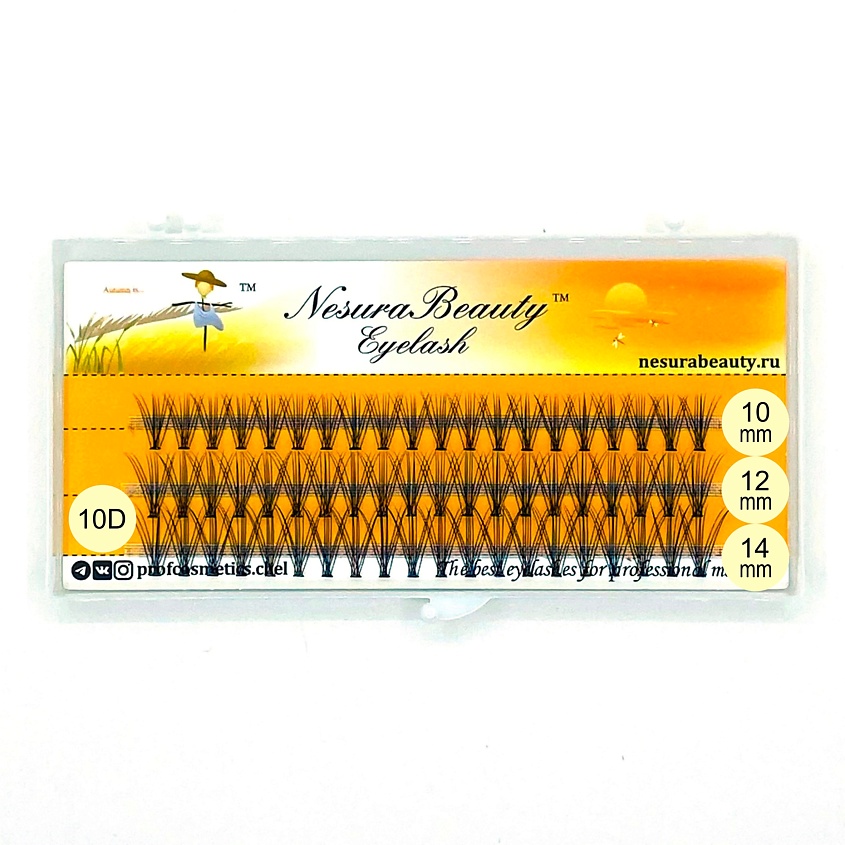 NESURABEAUTY Накладные ресницы пучки 10D, MIX 10,12,14мм – фото 1