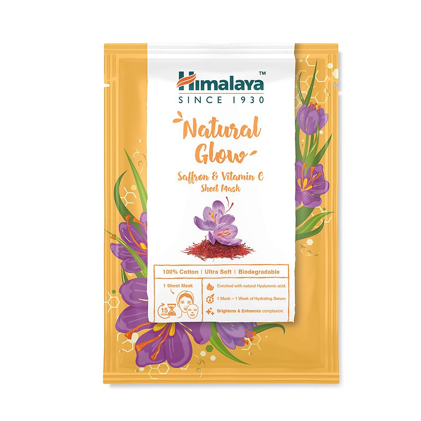 HIMALAYA SINCE 1930 Маска тканевая естественное сияние с шафраном и витамином С – фото 2