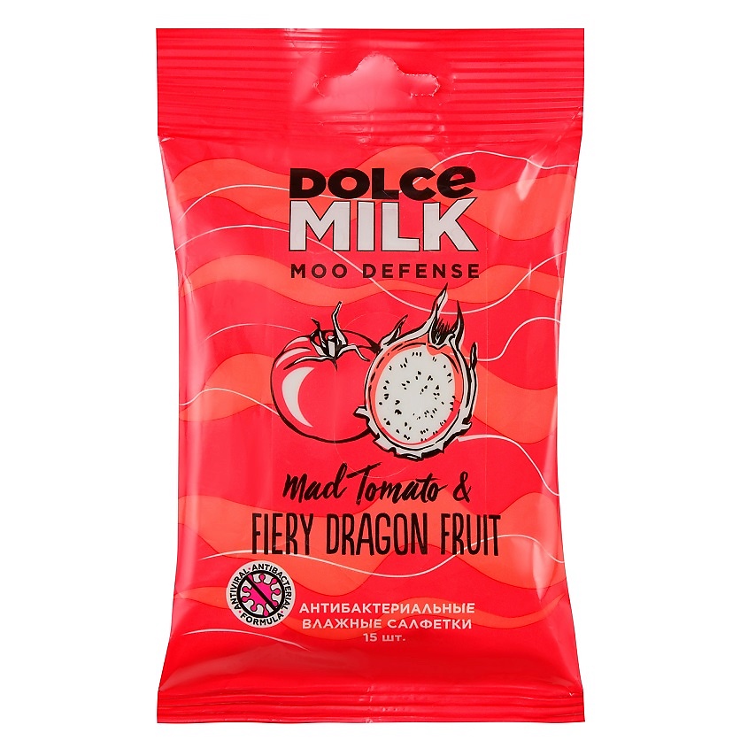 DOLCE MILK Салфетки влажные антибактериальные Драгон фрукт & томат – фото 2