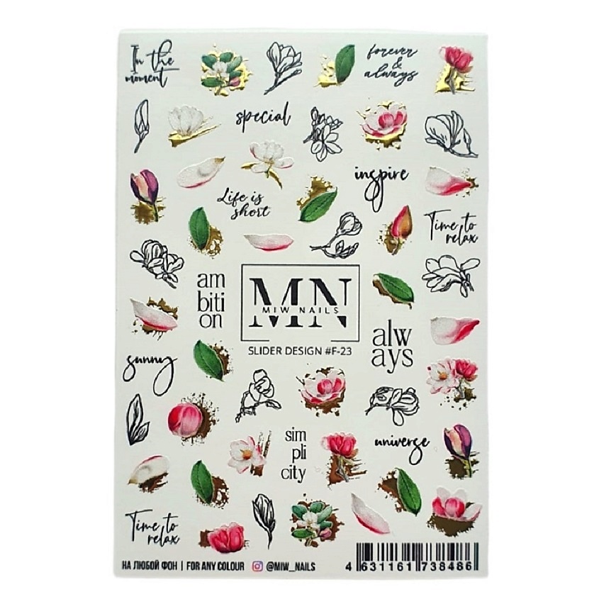 MIW NAILS Слайдеры для ногтей на любой фон Цветы кувшинки – фото 1