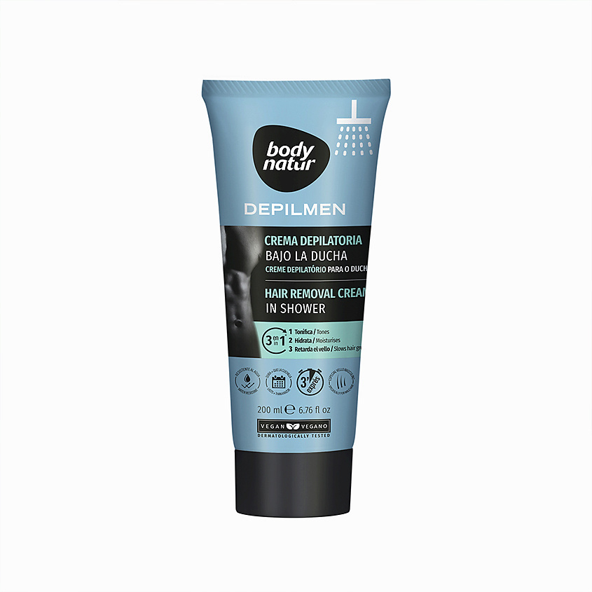 BODY NATUR Крем для депиляции в душе мужской 3 в 1 Hair Removal Cream In Shower – фото 1