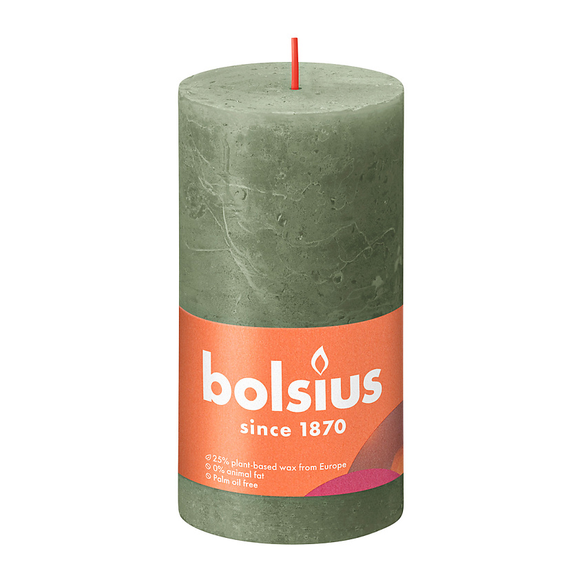 BOLSIUS Свеча рустик Shine оливковый – фото 1