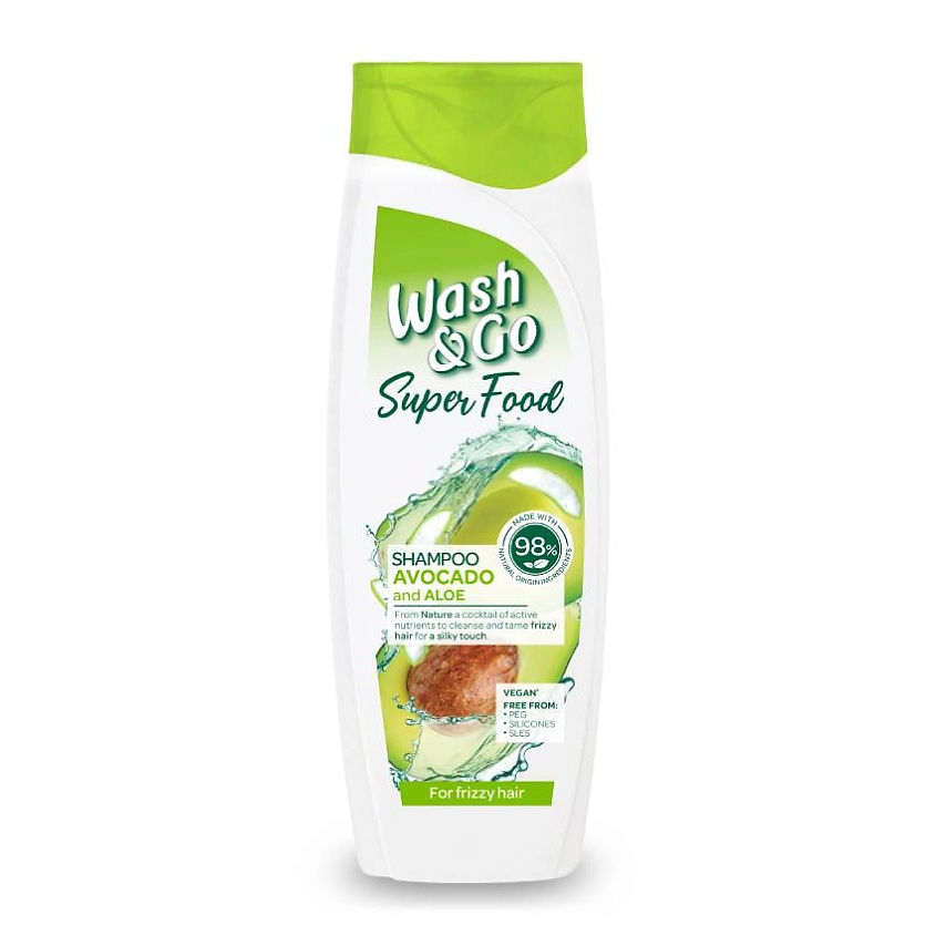 WASH&GO Шампунь с авокадо и алоэ Superfood Shampoo With Avocado Oil And Aloe – фото 2