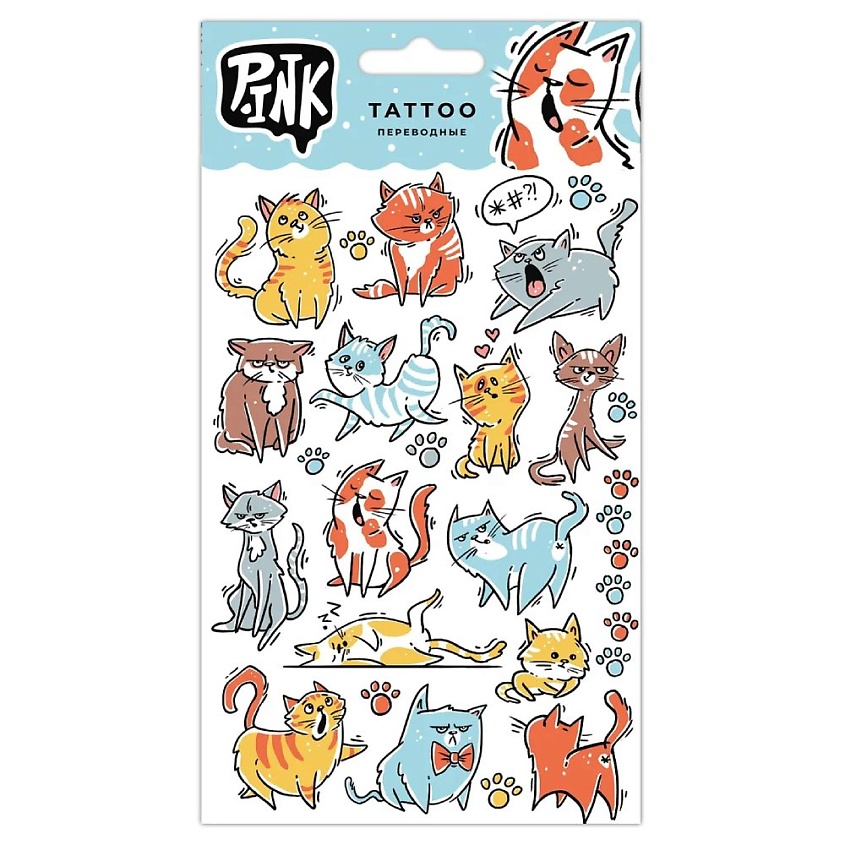P.INK Наклейки-тату переводные Смешные коты   – фото 2