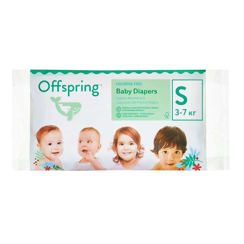 OFFSPRING Подгузники, Travel pack, S 3-7 кг – фото 1