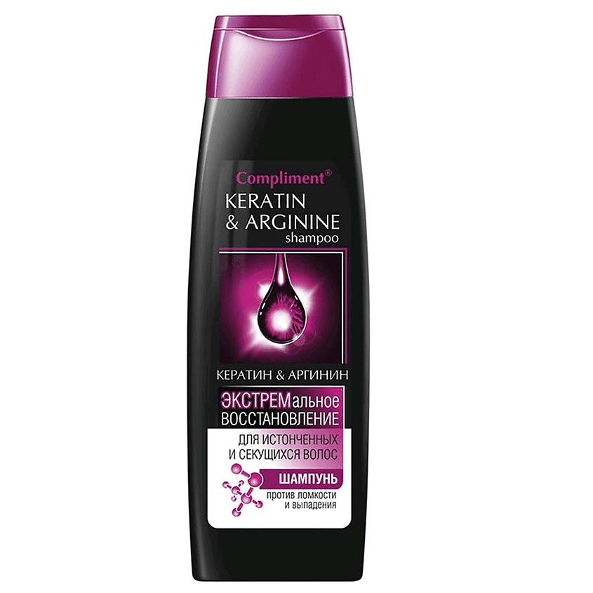 COMPLIMENT Шампунь Экстремальное восстановление для истощенных и секущихся волос Кератин & Аргинин – фото 2