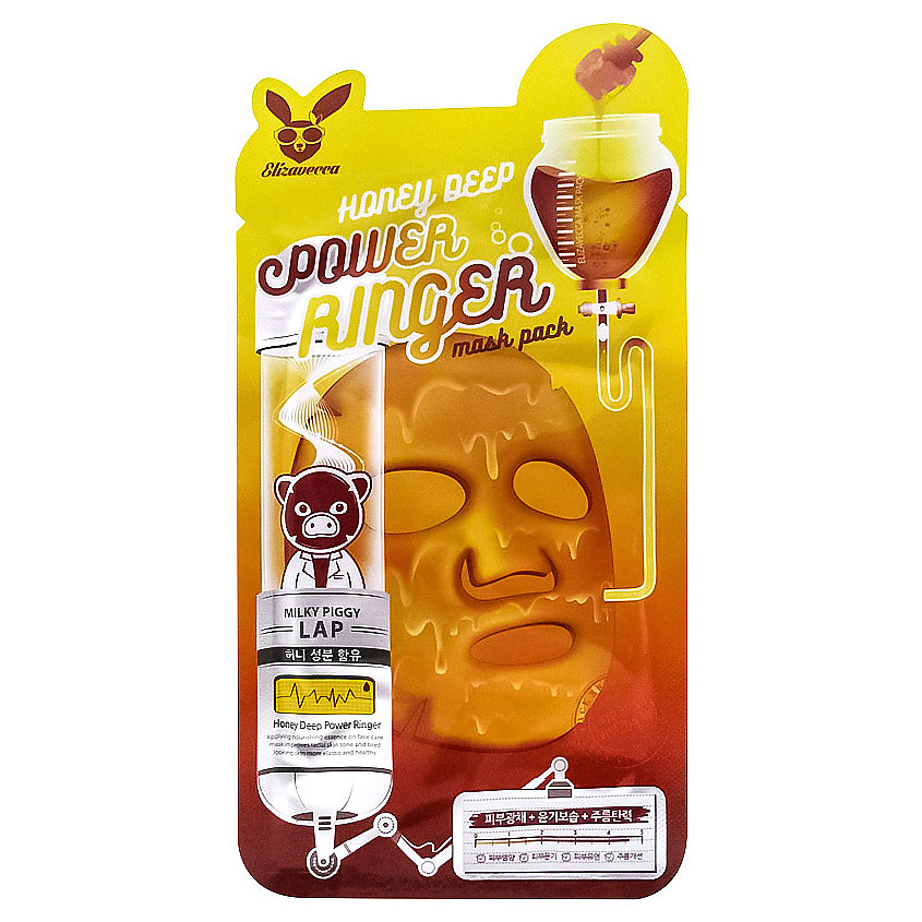 ELIZAVECCA Маска для лица тканевая с медом Power Ringer Mask Pack Honey Deep – фото 2
