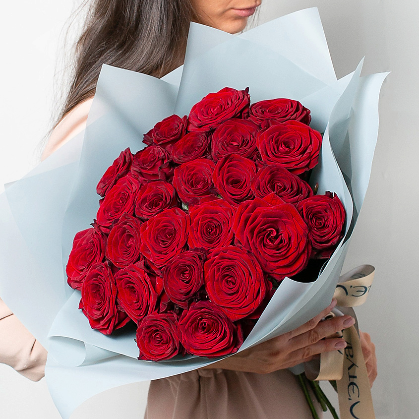 ЛЭТУАЛЬ FLOWERS Букет из бордовых роз 21 шт. (40 см) – фото 1