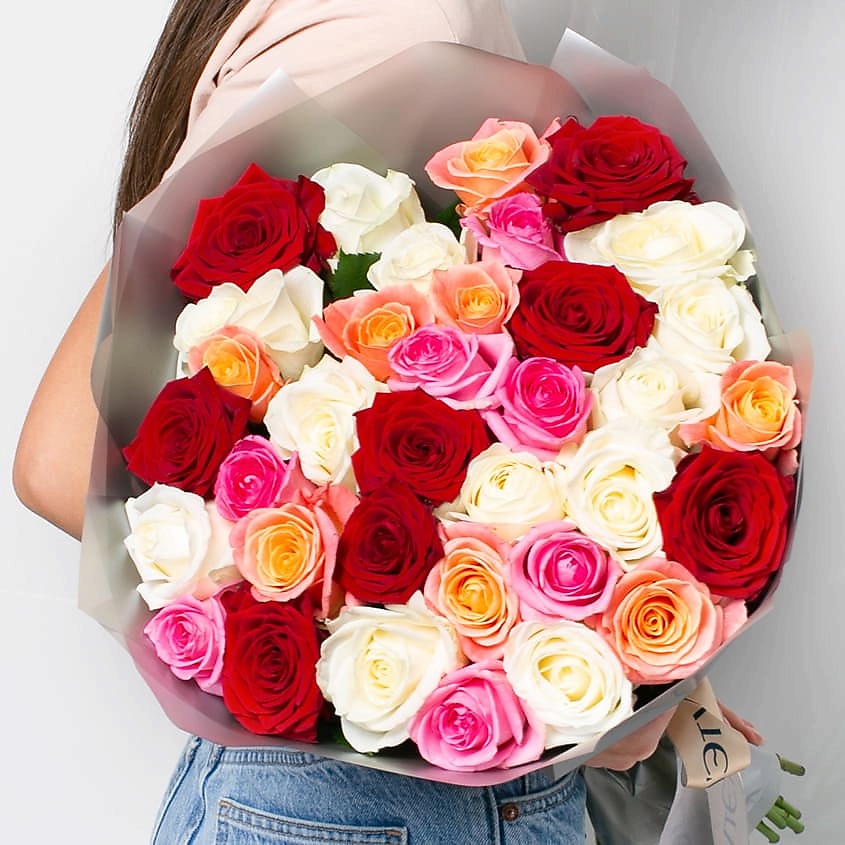 ЛЭТУАЛЬ FLOWERS Букет из разноцветных роз 35 шт. (40 см) – фото 2