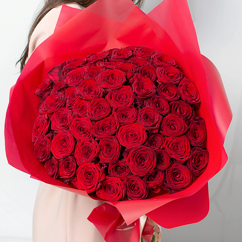 ЛЭТУАЛЬ FLOWERS Букет из бордовых роз 51 шт. (40 см) – фото 1