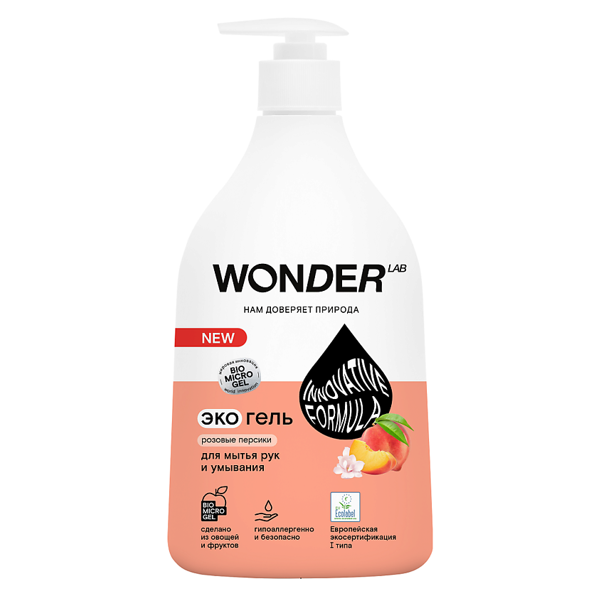 WONDER LAB Жидкое мыло для рук и умывания "Розовые персики" – фото 1
