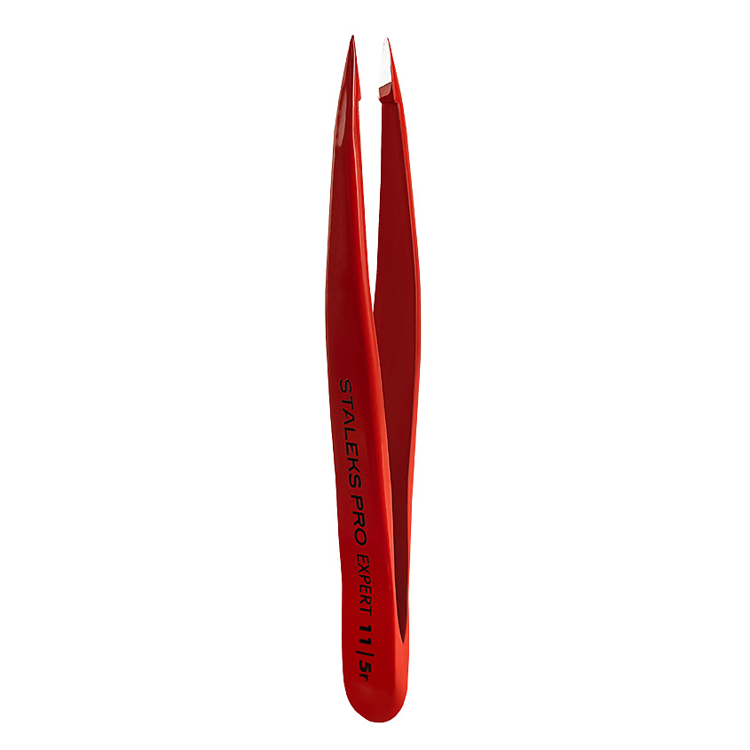 STALEKS Пинцет для бровей Staleks Pro Expert 11 Type 5r (точечный), красный – фото 1