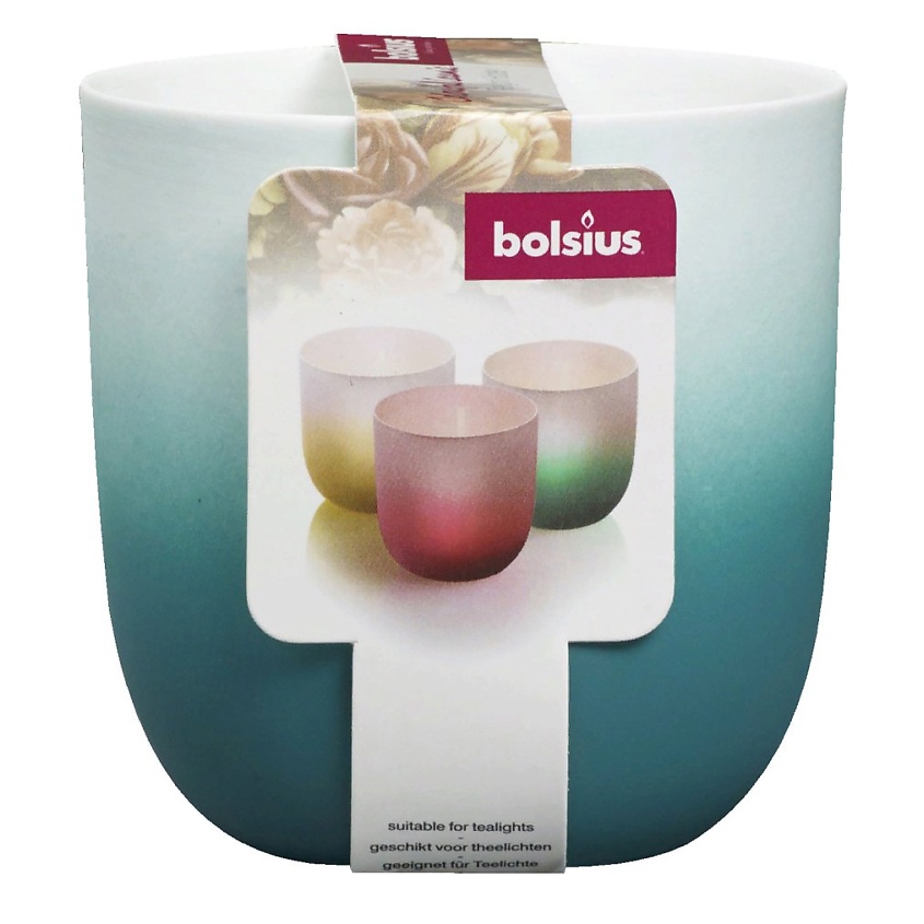 BOLSIUS Подсвечник Bolsius 75/70 бело-бирюзовый - для чайных свечей – фото 2