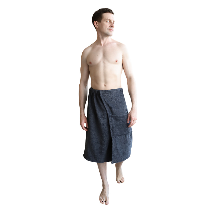BIO TEXTILES Килт мужской махровый для бани и сауны Gray – фото 1