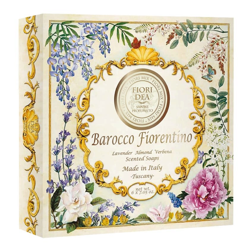 FIORI DEA Набор Мыло кусковое Лаванда, Миндаль, Вербена Fiori Dea Barocco Florentino Lavender Almond Verbena Scented Soaps – фото 2