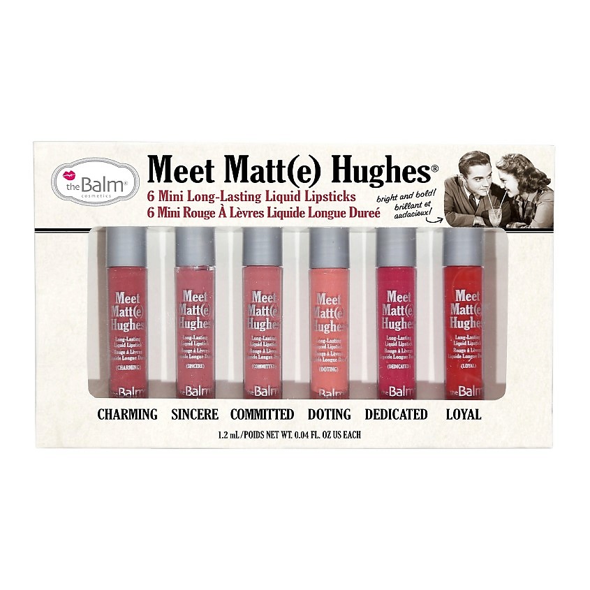 THEBALM Набор из 6 оттенков мини жидких матовых помад Meet Matt(e) Hughes – фото 2