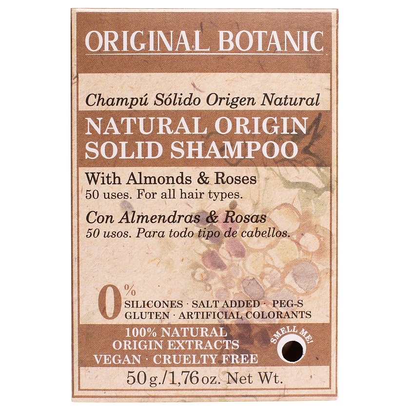 ORIGINAL BOTANIC Шампунь для волос твердый натуральный Миндаль и Роза Natural Origin Solid Shampoo With Almonds & Roses – фото 1
