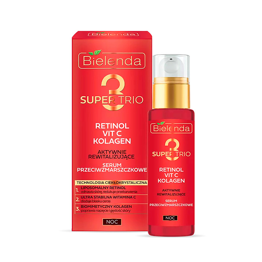 BIELENDA SUPER TRIO RETINOL + VIT C + KOLAGEN Активно восстанавливающая сыворотка против морщин – фото 1
