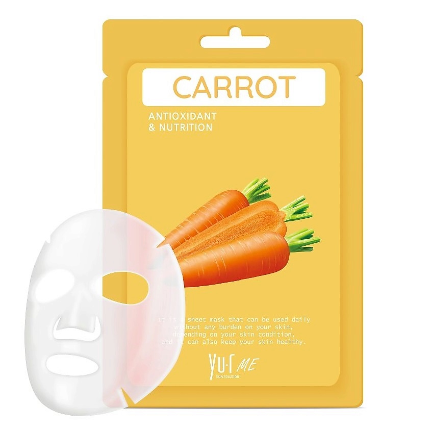 YU.R Тканевая маска для лица с экстрактом моркови ME Carrot Sheet Mask – фото 2