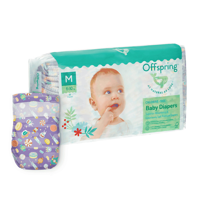 OFFSPRING Подгузники, M 6-10 кг Космос – фото 1