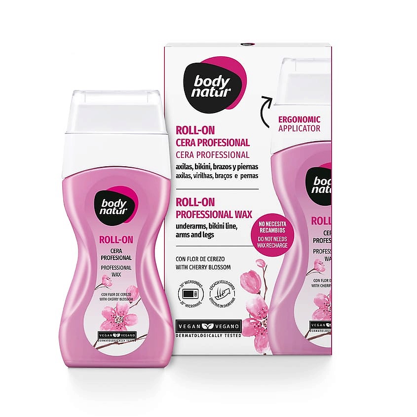BODY NATUR Ролл - он профессиональный воск для тела с цветком черешни Roll - On Professional Wax – фото 1