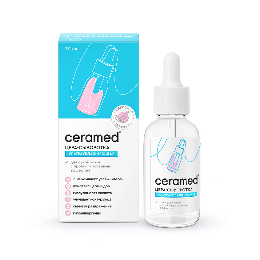 CERAMED Цера-сыворотка для лица Ультраувлажняющая с гиалуроновой кислотой Cera Hydro Serum – фото 1