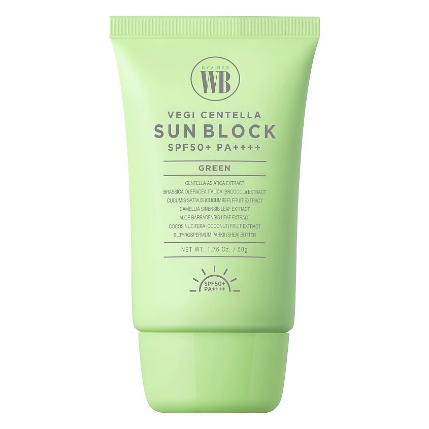 WONDER BATH Средство для лица солнцезащитное с экстрактом центеллы азиатской SPF50+ PA++++ Vegi Centella Sun Block Green – фото 1