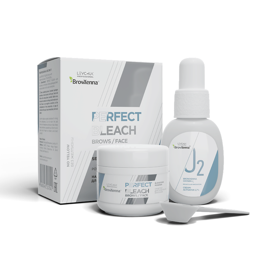 BROWXENNA Осветление бровей набор: осветляющий порошок и активатор Perfect Bleach – фото 1