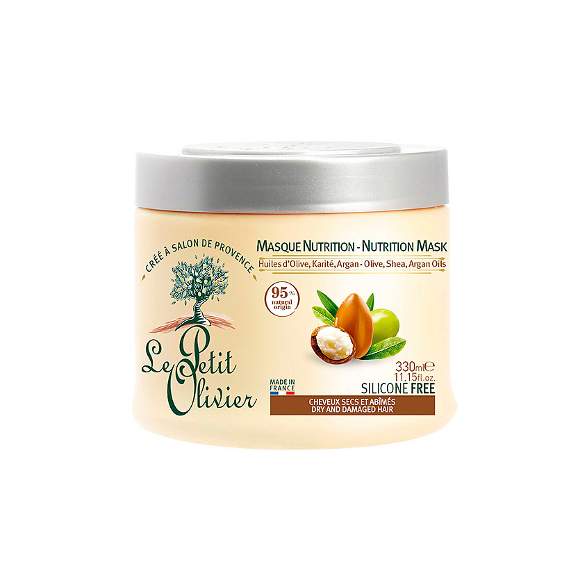 LE PETIT OLIVIER Крем-маска для сухих и поврежденных волос на основе 3-х масел Olive, Shea & Argan Oils Nutrition Mask – фото 2