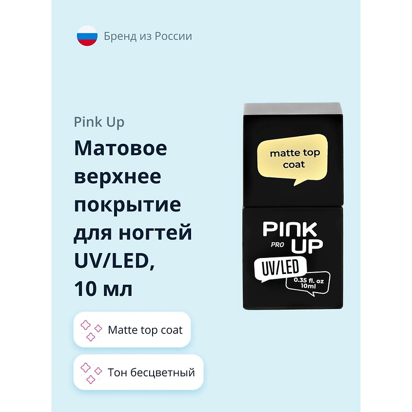 PINK UP Матовое верхнее покрытие для ногтей UV/LED PRO matte top coat – фото 1