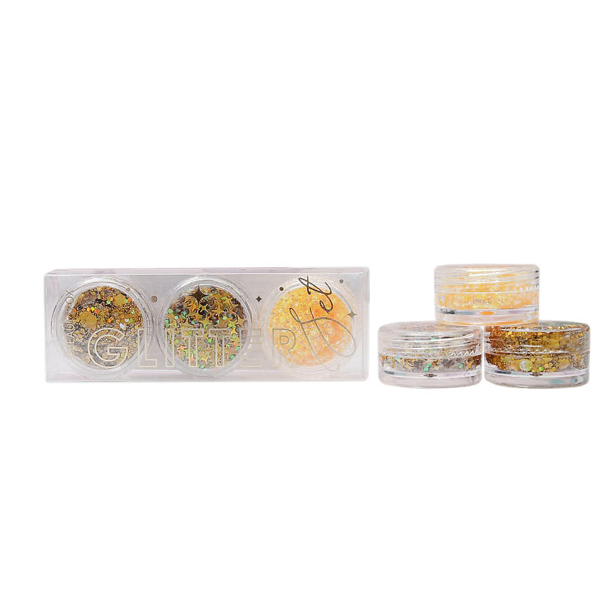 BEAUTY FOX Набор блёсток для лица и тела на гелевой основе GLITTER SET, 3 цвета – фото 1