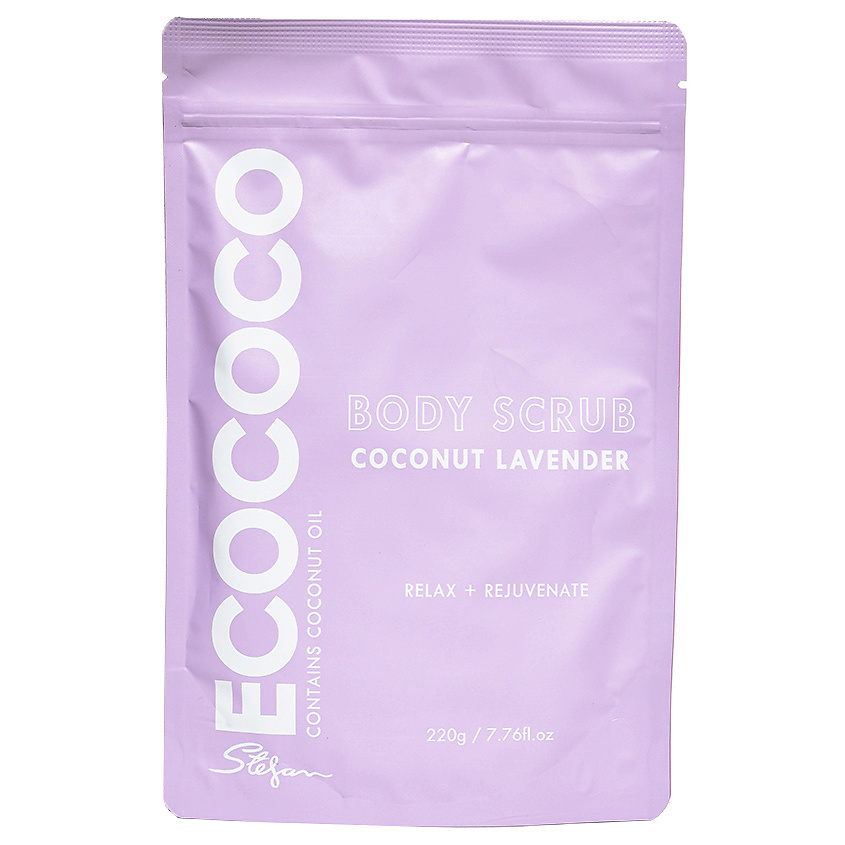ECOCOCO Скраб для тела для расслабления и омоложения Лаванда и Кокос Body Scrub Coconut Lavender – фото 2