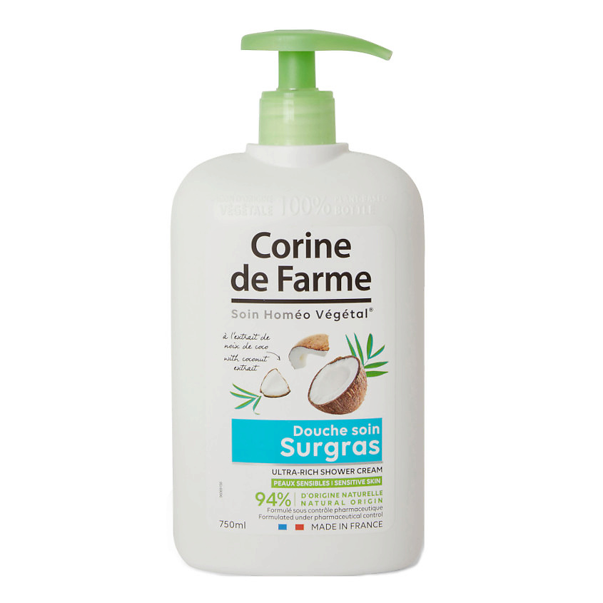 CORINE DE FARME Крем для душа ультра-насыщенный с экстрактом кокоса Ultra-Rich Shower Cream With Coconut Extract – фото 2
