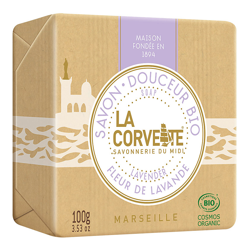 LA CORVETTE Мыло органическое для лица и тела Лаванда Marseille Lavender Soap – фото 1