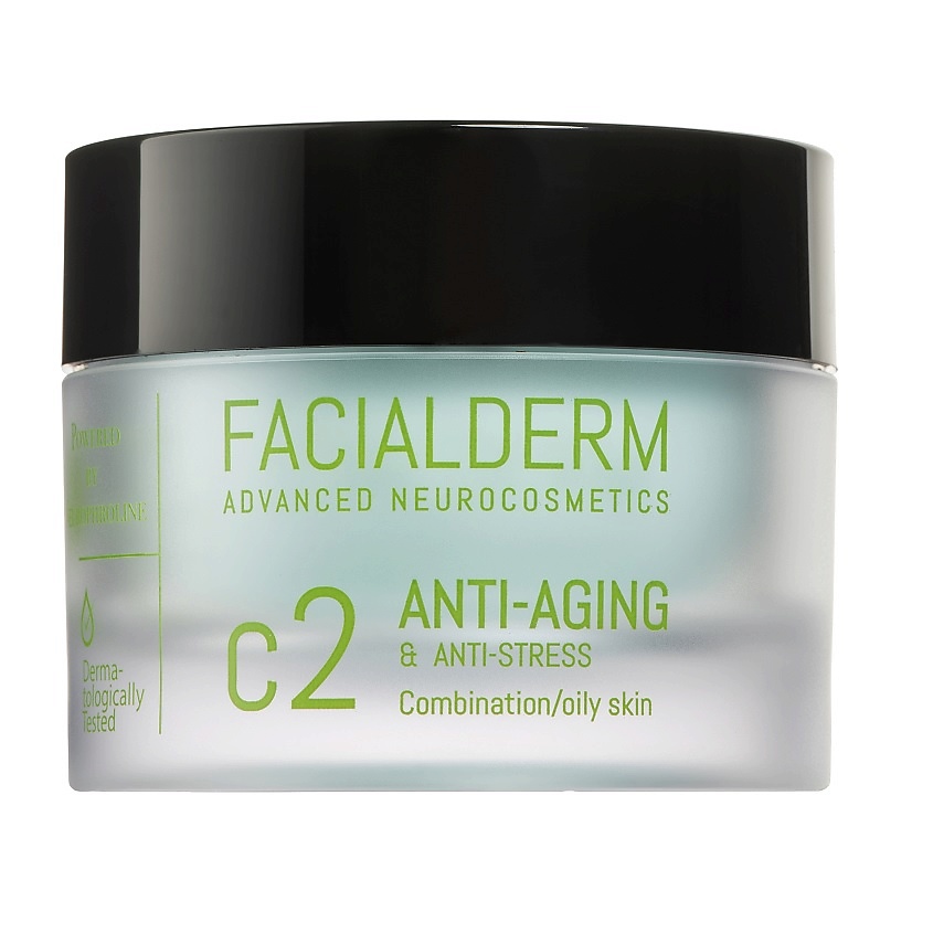 FACIALDERM Крем для лица антивозрастной для комбинированной и жирной кожи C2 Anti-Aging & Anti-Stress Face Cream – фото 1
