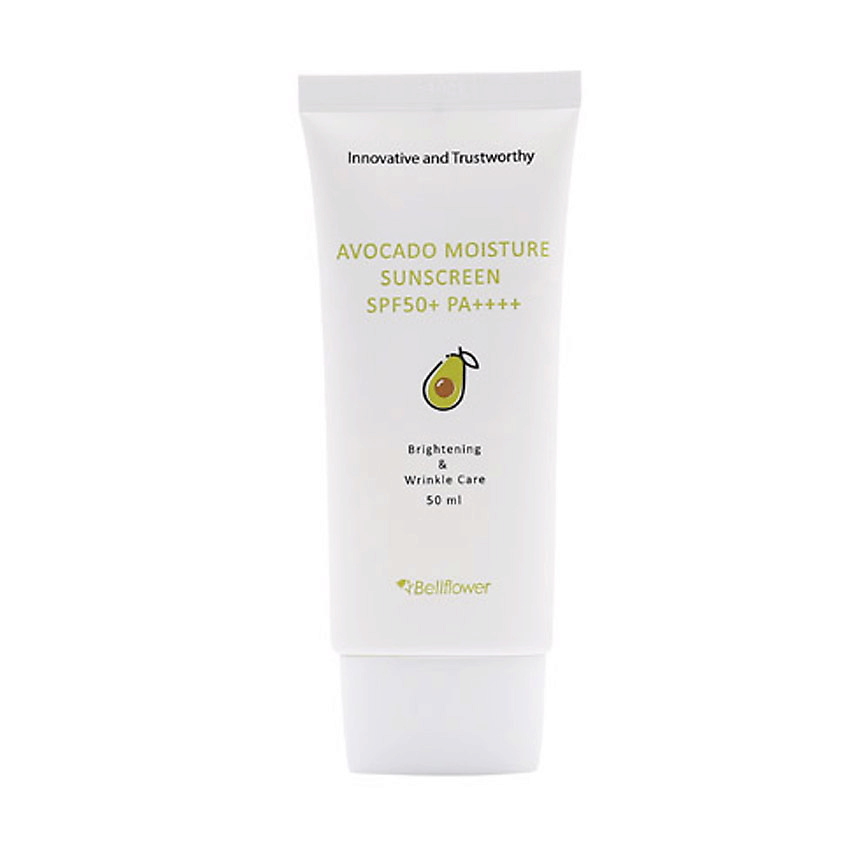 BELLFLOWER Крем для лица солнцезащитный увлажняющий с экстрактом авокадо Avocado Moisture Sunscreen SPF 50+ PA++++ – фото 1