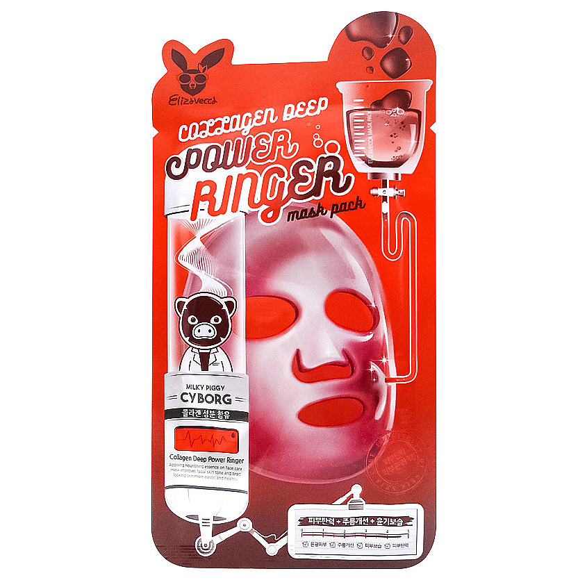 ELIZAVECCA Маска для лица укрепляющая тканевая с коллагеном Power Ringer Mask Pack Collagen Deep – фото 2