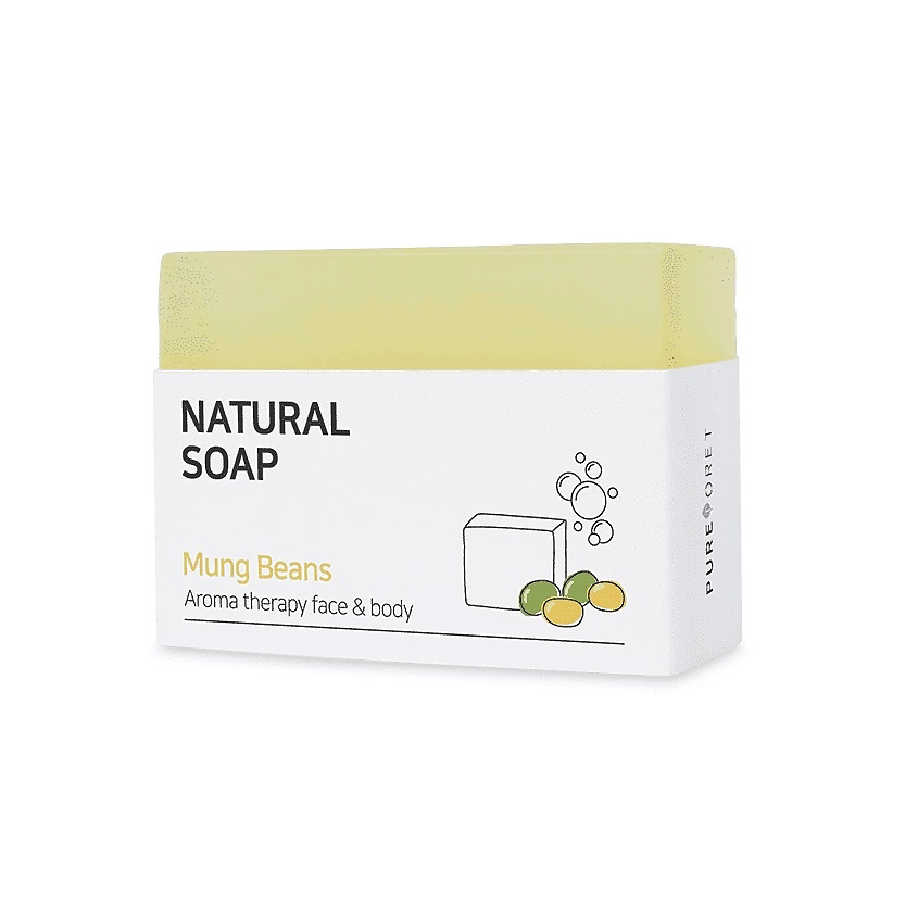 PUREFORET Мыло твёрдое с бобами мунг Natural Soap Mung Beans – фото 1